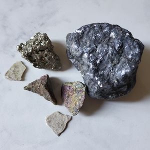 2.5 inch heavy silver ore cluster and tumbles bundle